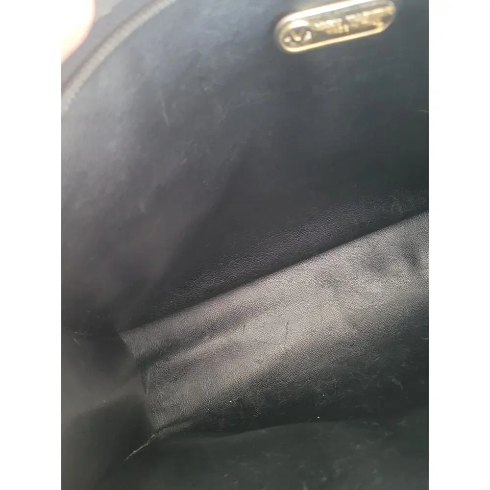 Mario Valentino Bag Clutch Handbag‎ Vintage Pouch Italian Black Zip Leather 10x7